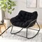 Costway 1/2 PCS Outdoor Rocking Chair Oversized Patio PE Wicker Egg Chair Rattan Lounge Chair Black